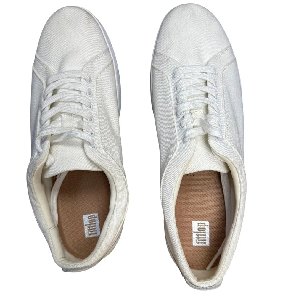 FitFlop Rally White Leather Low Top Comfort‎ Sneakers Womens 10 EK6-194